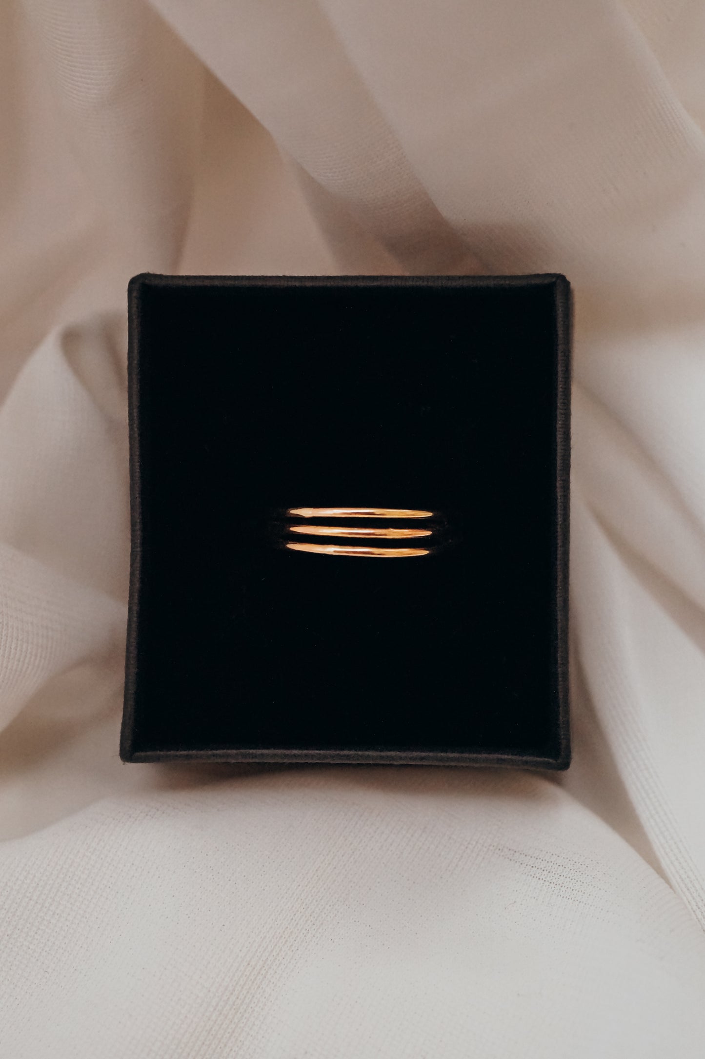 Connected Set of 3 Rings, Solid 14K Gold