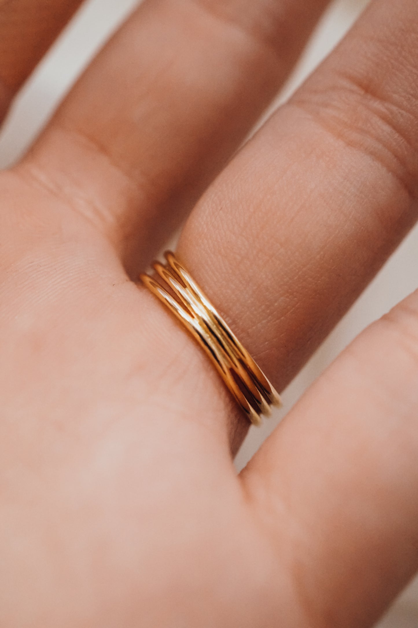 Connected Set of 3 Rings, Solid 14K Gold