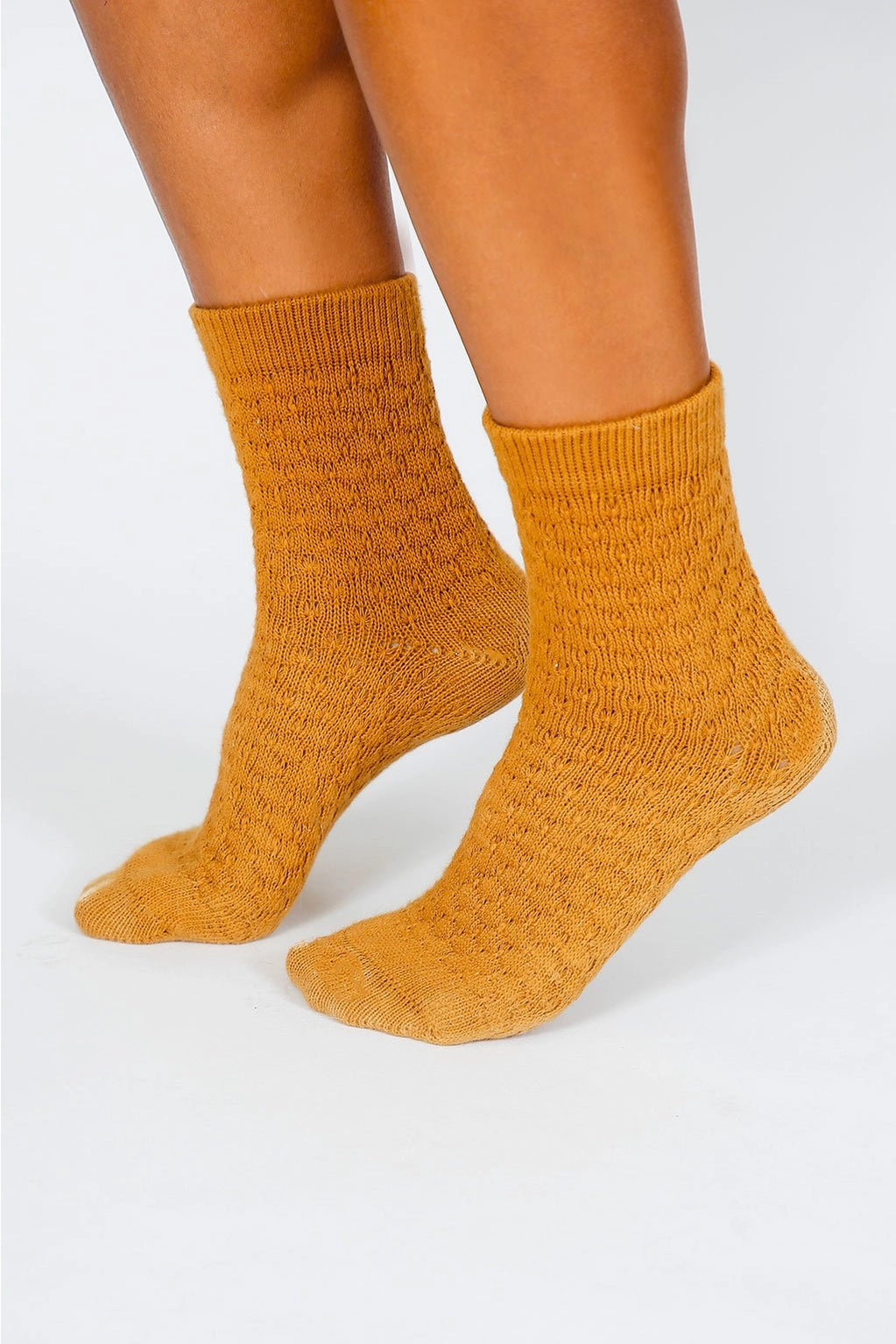 Orange Knit Ankle Socks