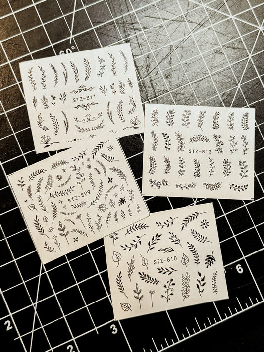 Tiny Floral Nail Decals - 4 Pack