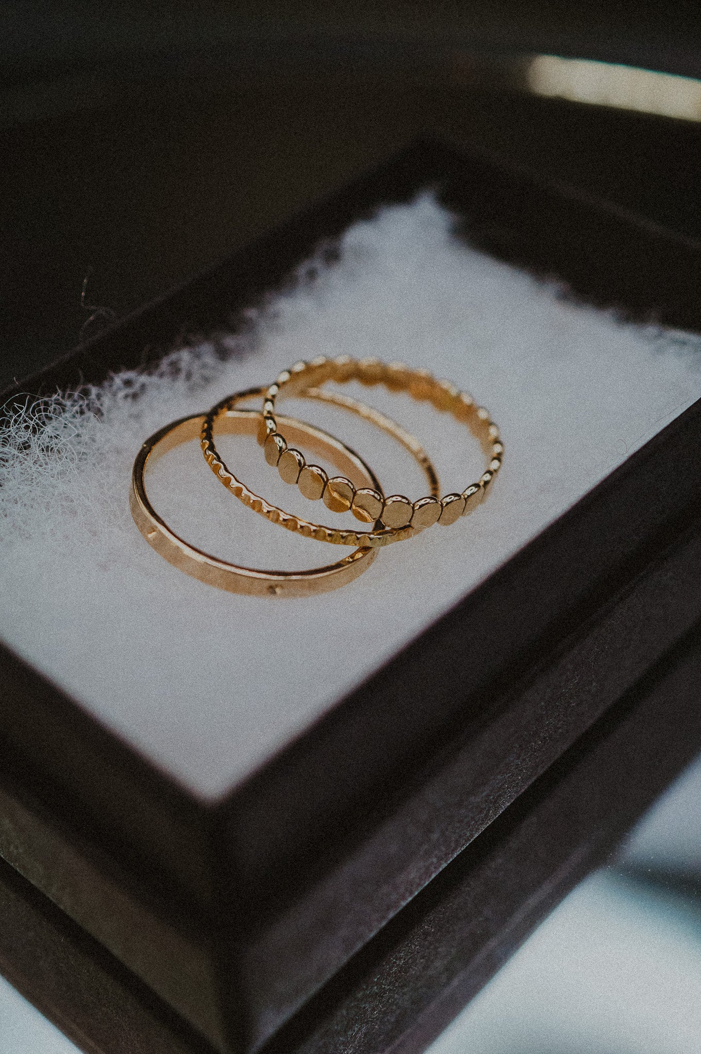 Dot Mixed Texture Set of 3 Stacking Rings, Gold Fill, Rose Gold Fill or Sterling Silver