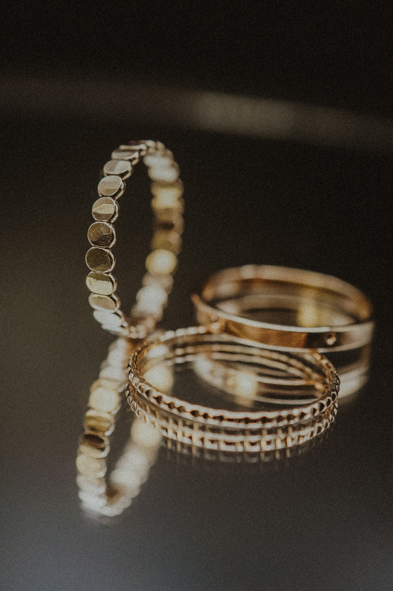 Dot Mixed Texture Set of 3 Stacking Rings, Gold Fill, Rose Gold Fill or Sterling Silver