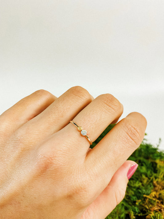 Double Pebble Ring, Gold + Silver