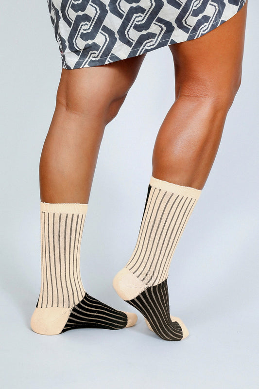 Black & Cream Crew Socks
