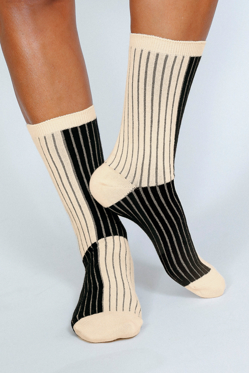 Black & Cream Crew Socks