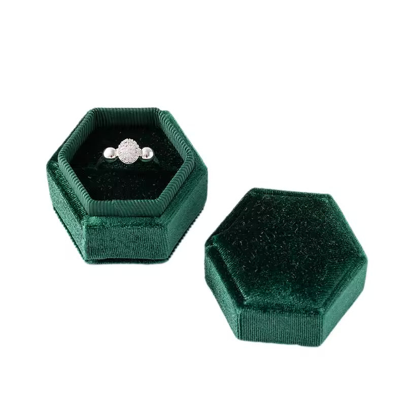Hexagon Velvet Ring Box