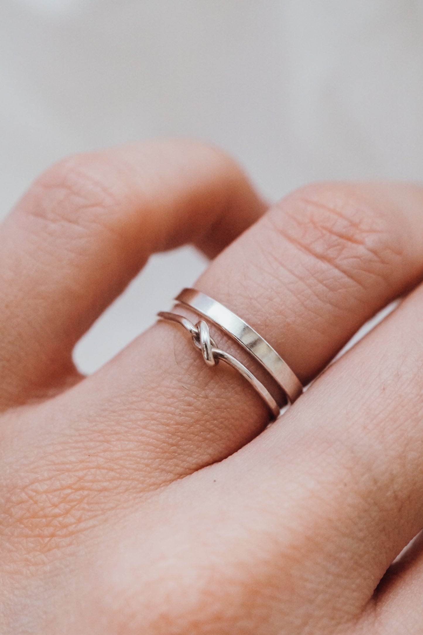 Mirror Knot Set of 2 Stacking Rings, Gold Fill, Rose Gold Fill or Sterling Silver