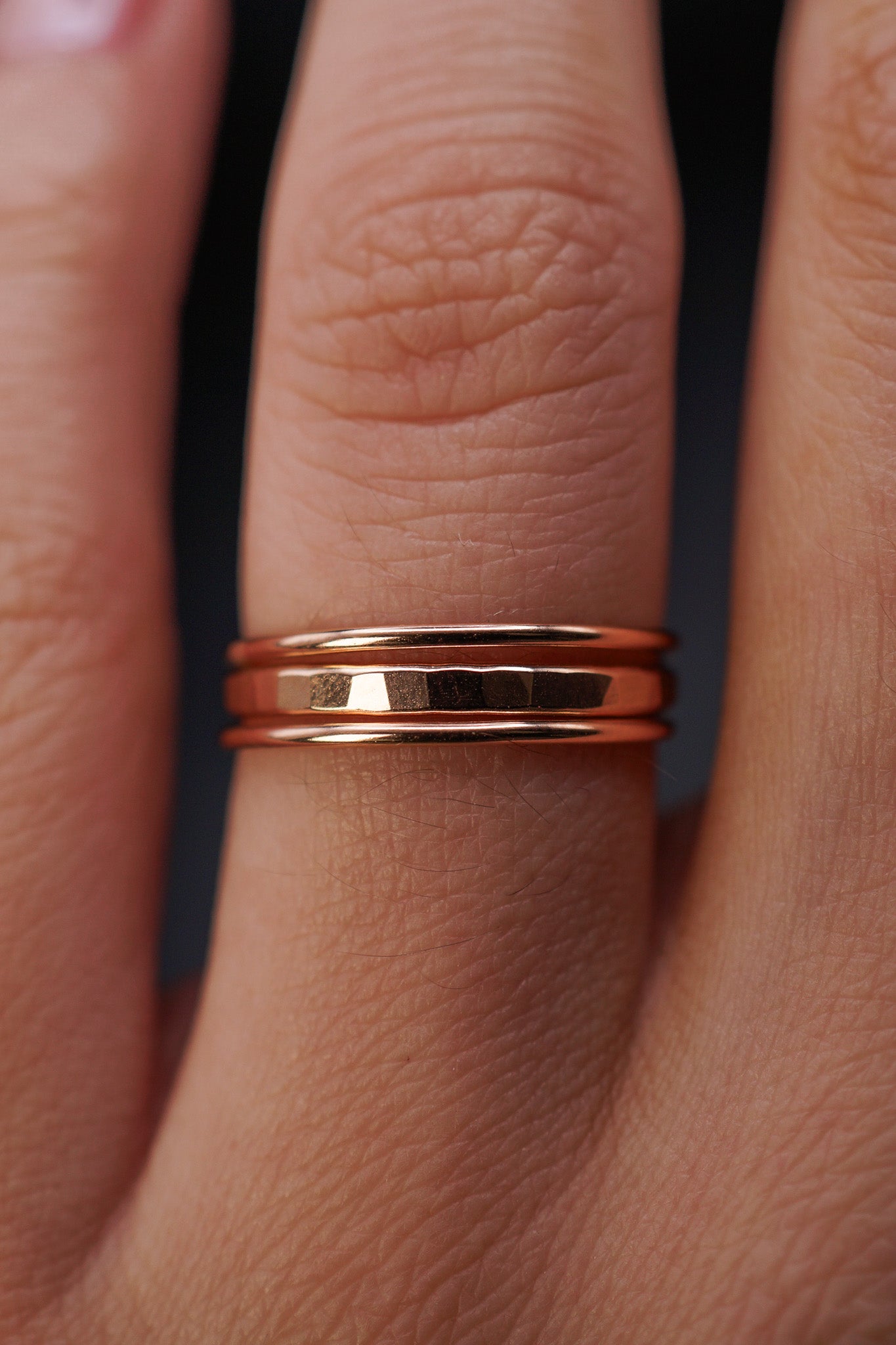 Extra Thick and Medium Thick Set of 3 Stacking Rings, Gold Fill, Rose Gold Fill or Sterling Silver