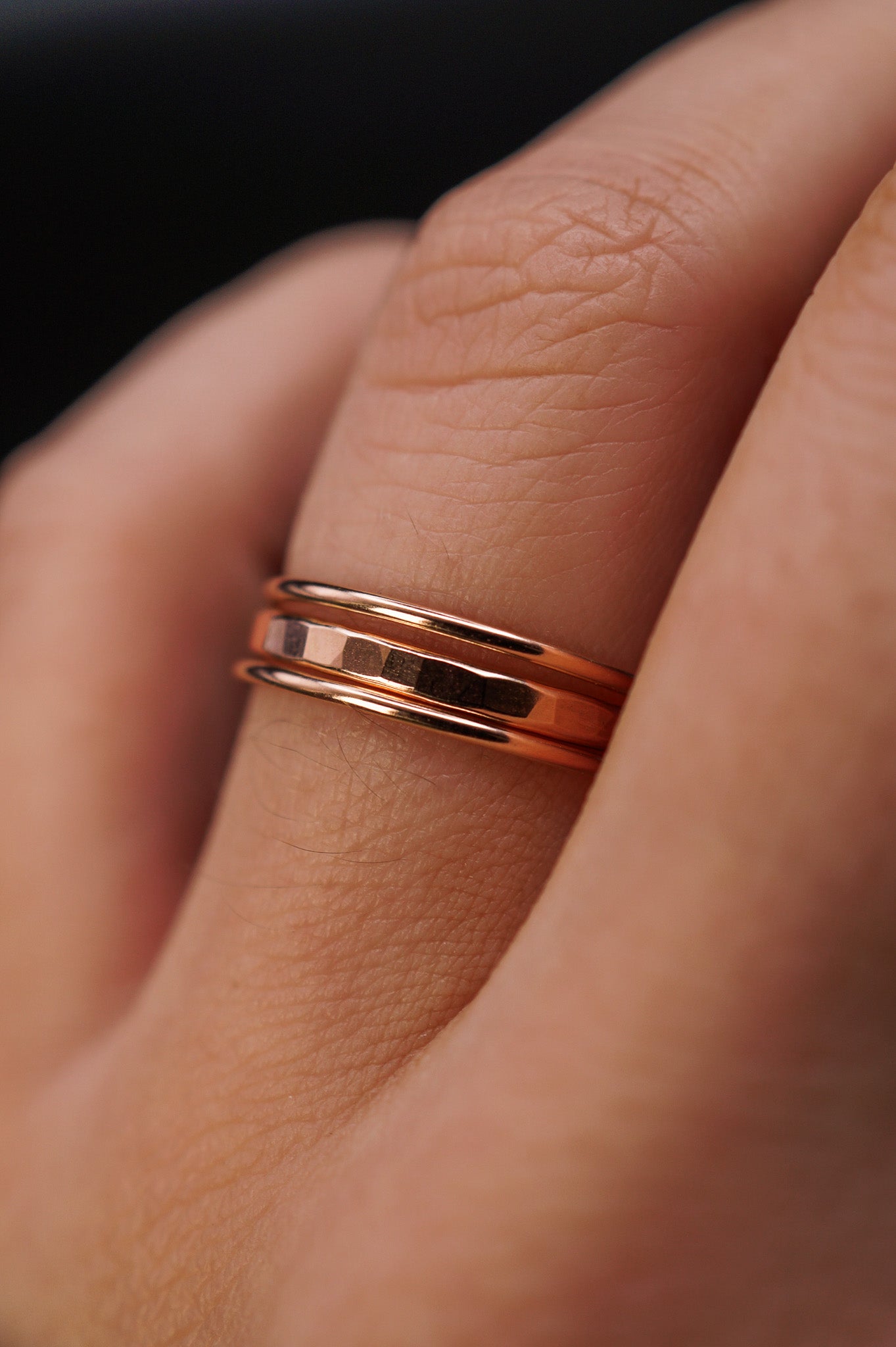 Extra Thick and Medium Thick Set of 3 Stacking Rings, Gold Fill, Rose Gold Fill or Sterling Silver
