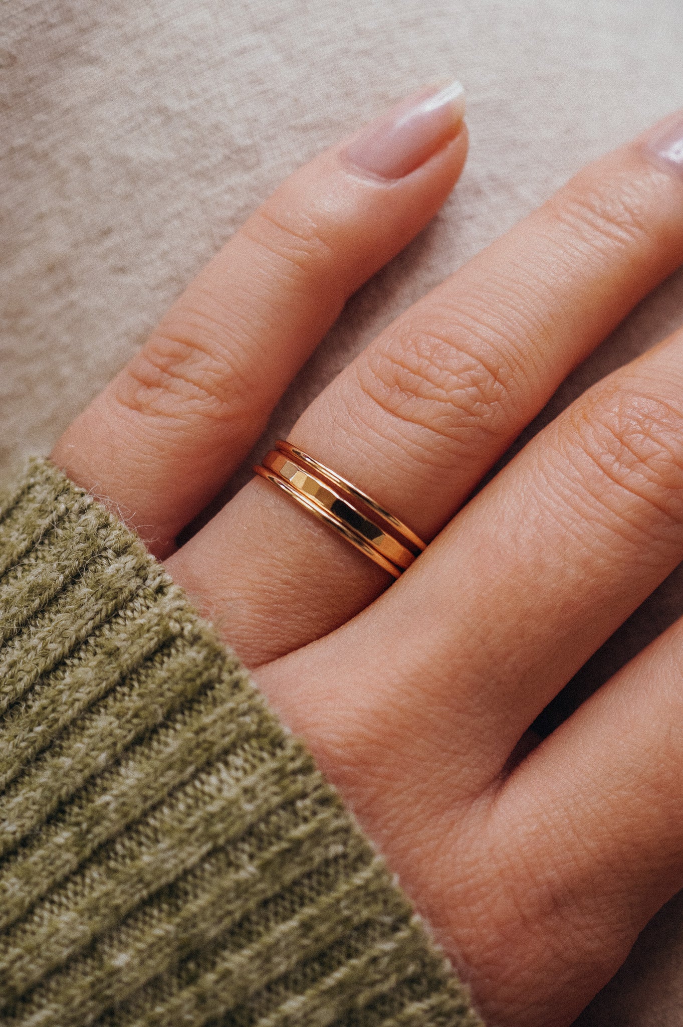 Extra Thick and Medium Thick Set of 3 Stacking Rings, Gold Fill, Rose Gold Fill or Sterling Silver