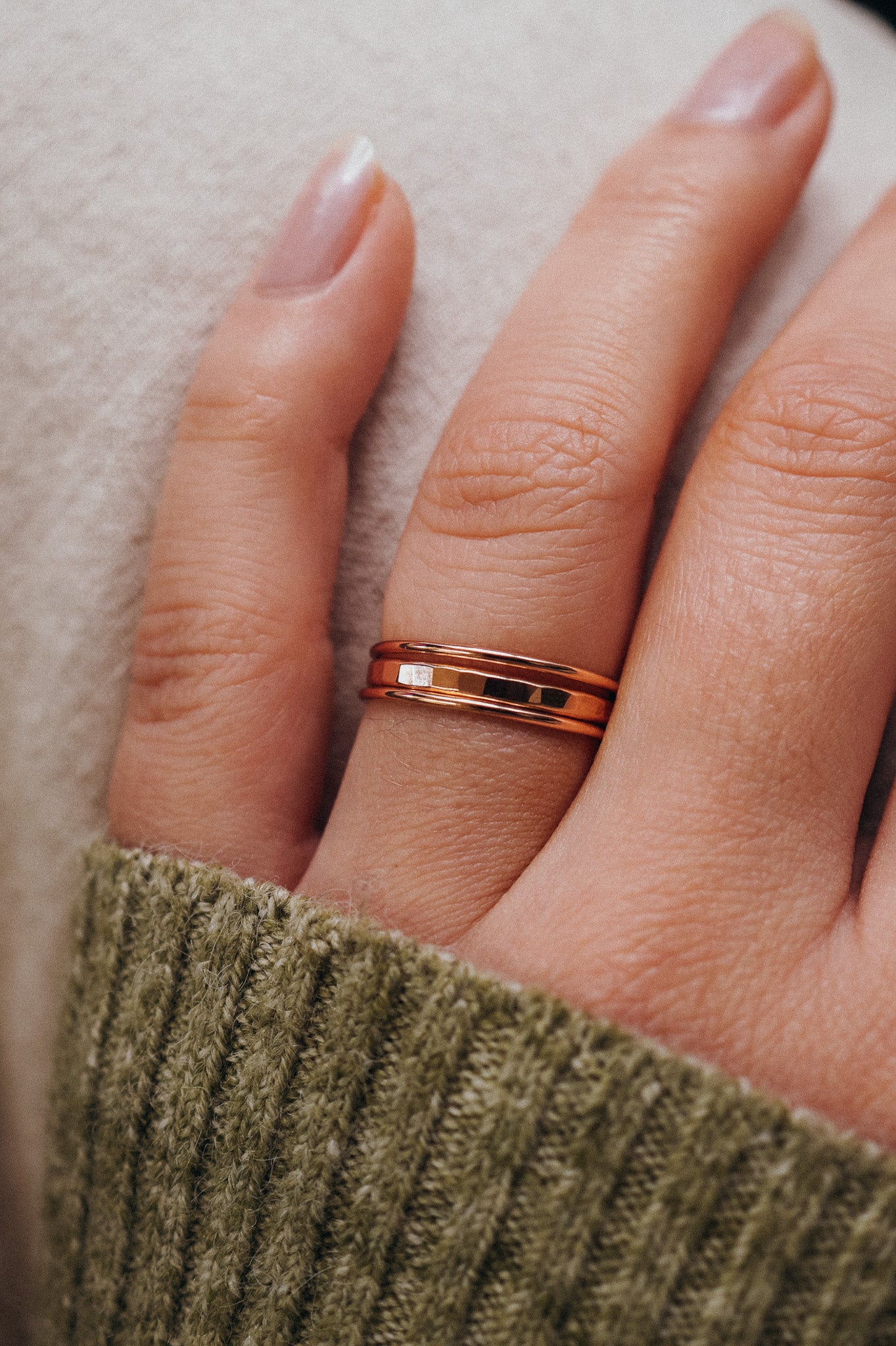 Extra Thick and Medium Thick Set of 3 Stacking Rings, Gold Fill, Rose Gold Fill or Sterling Silver
