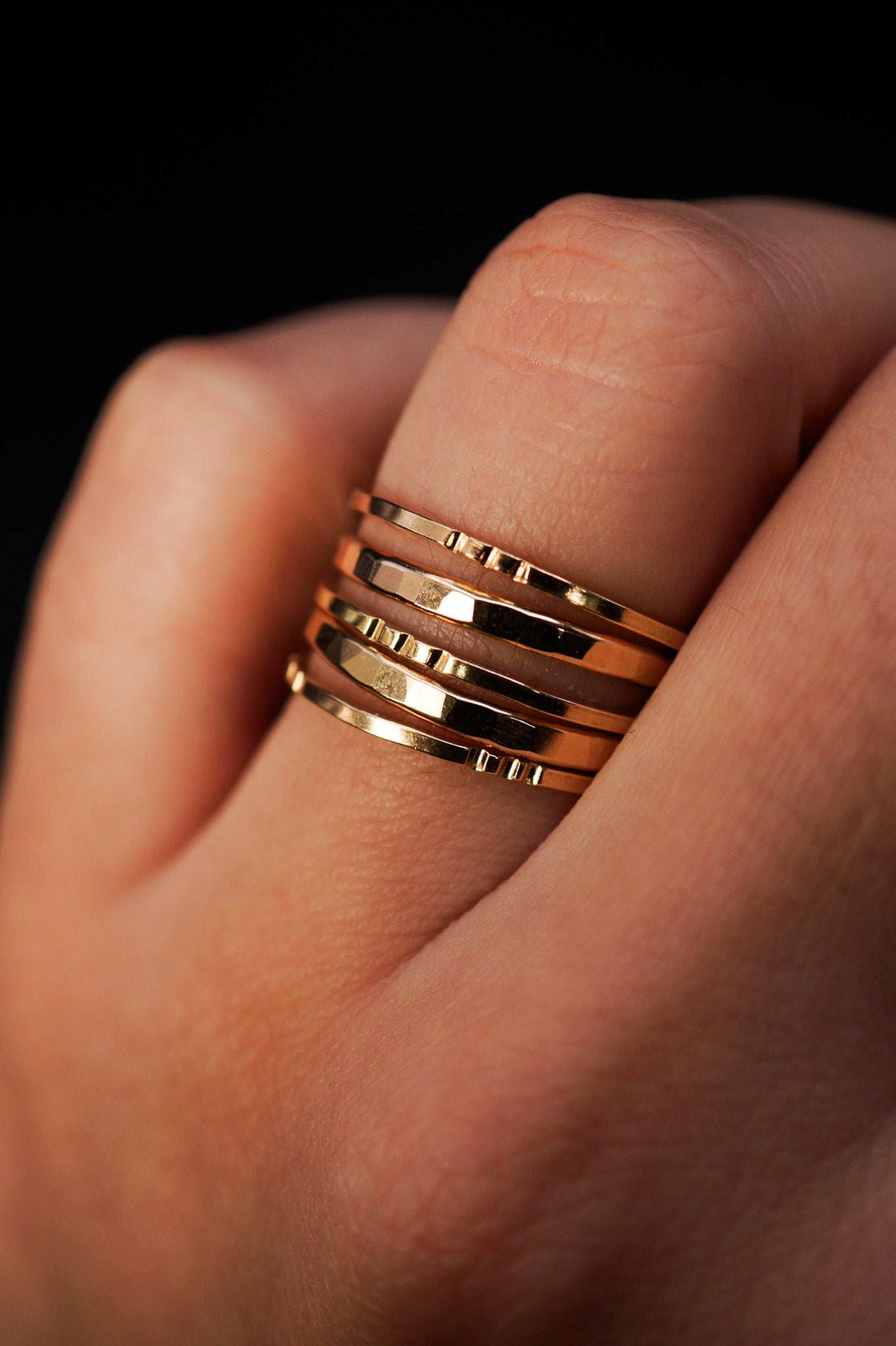 Square Lined Ring, 14K Gold Fill