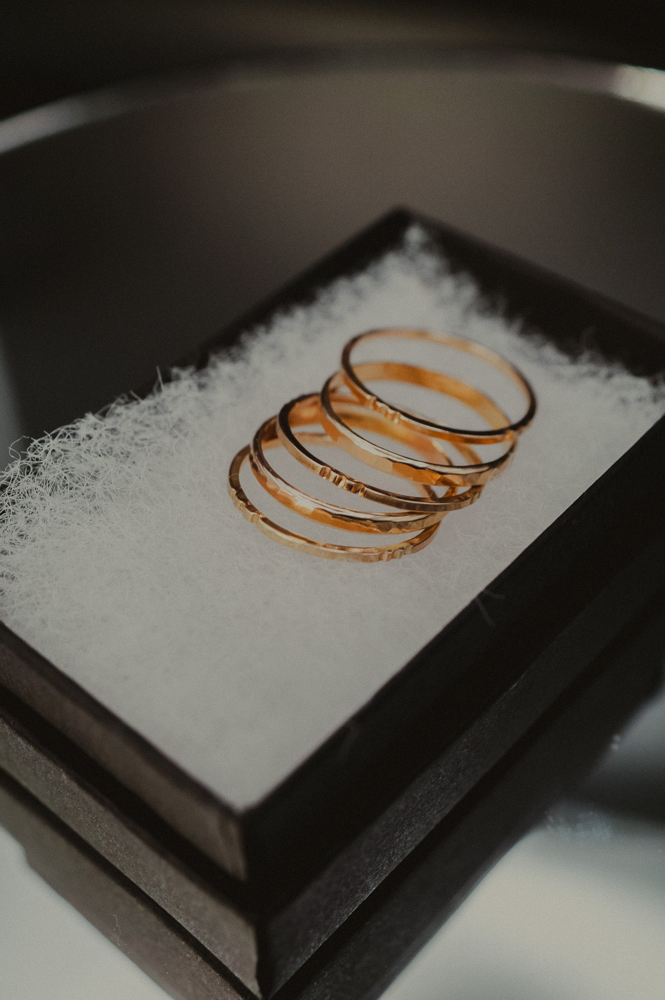 Square Lined Set of 5 Stacking Rings, Gold Fill, Rose Gold Fill or Sterling Silver