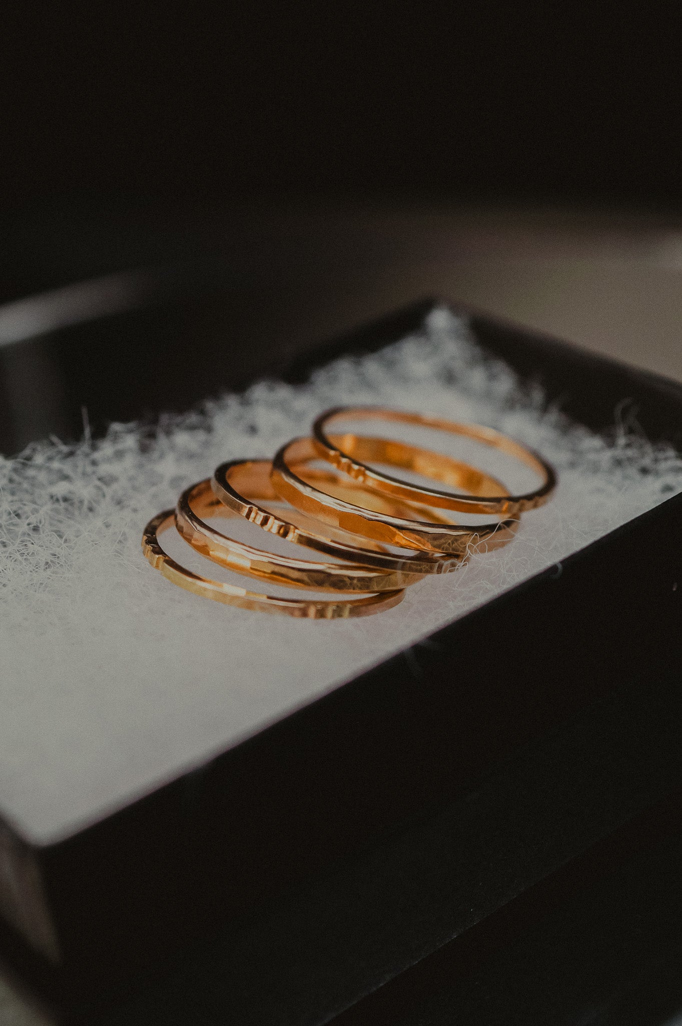 Square Lined Set of 5 Stacking Rings, Gold Fill, Rose Gold Fill or Sterling Silver