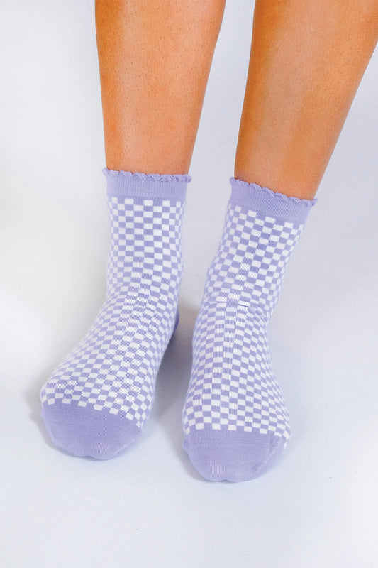 Lavender Checkered Ankle Socks