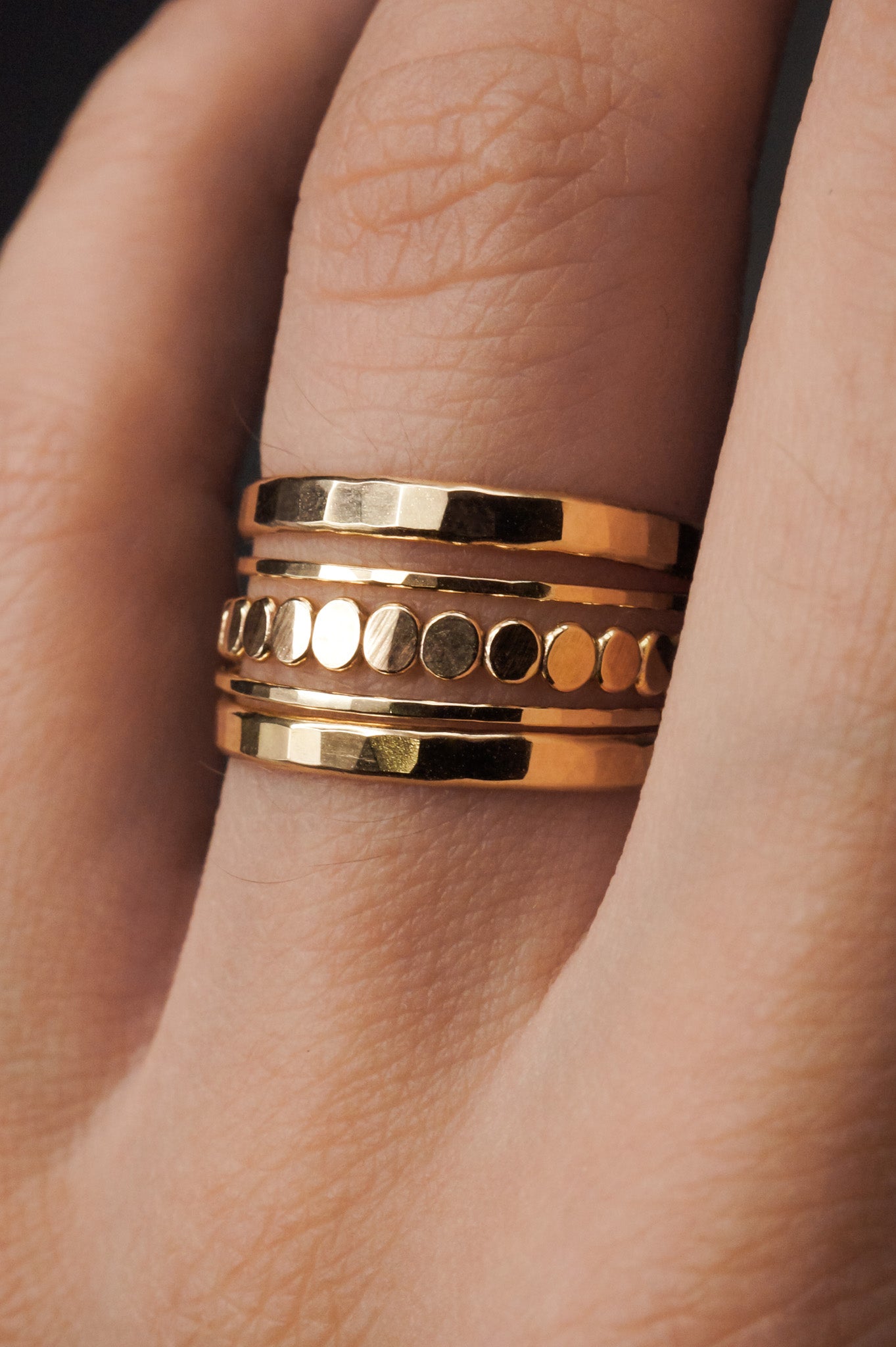 The Ultimate Bead Set of 5 Stacking Rings, Gold Fill, Rose Gold Fill or Sterling Silver