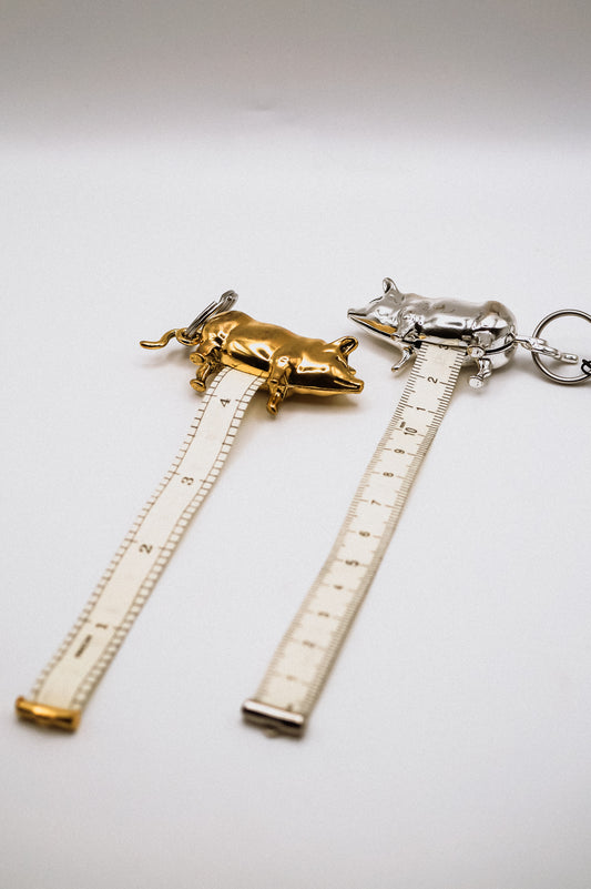 Metal Pig Tape Measure Keychain