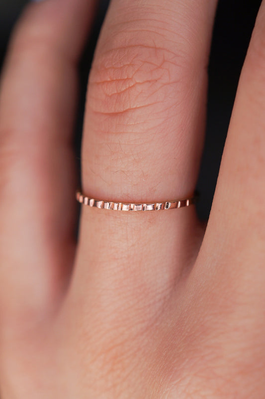 Half Lined Ring, 14K Rose Gold Fill