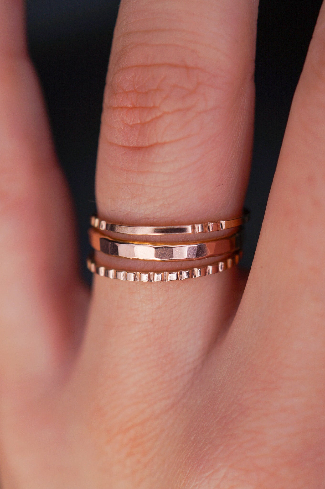 Half Lined Ring, 14K Rose Gold Fill