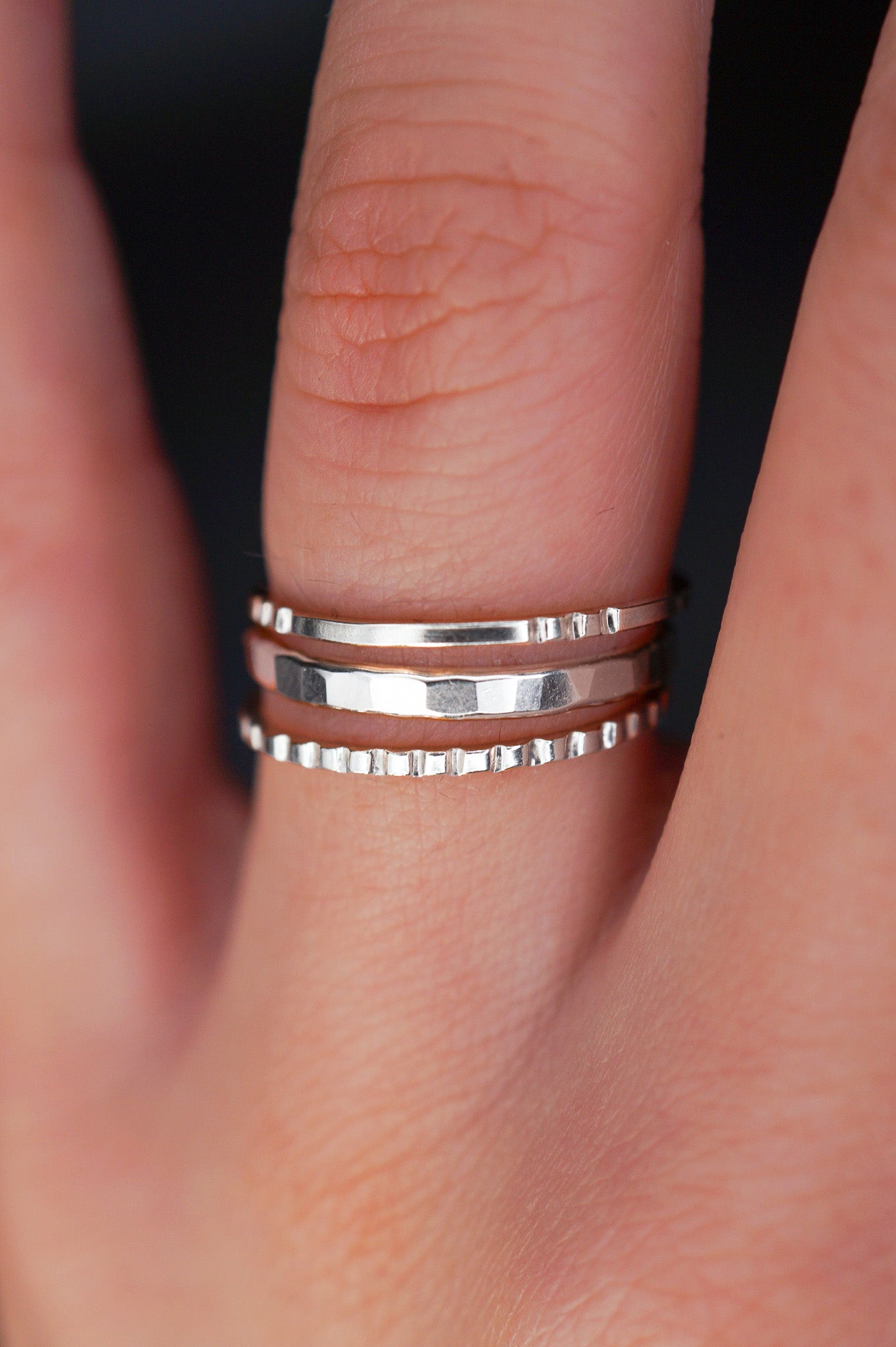 Half Lined Ring, Sterling Silver