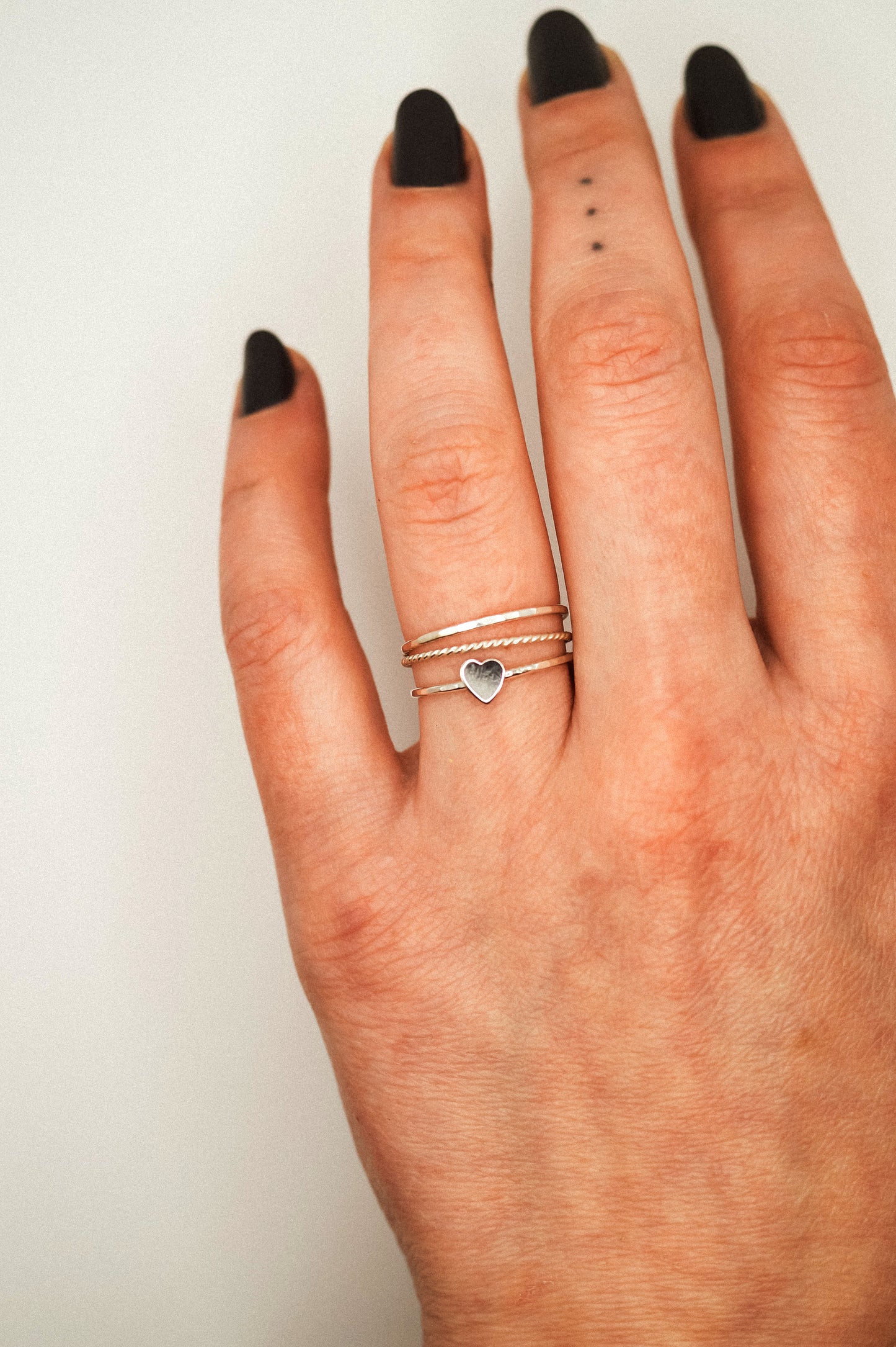 Heart Set of 3 Stacking Rings, Sterling Silver