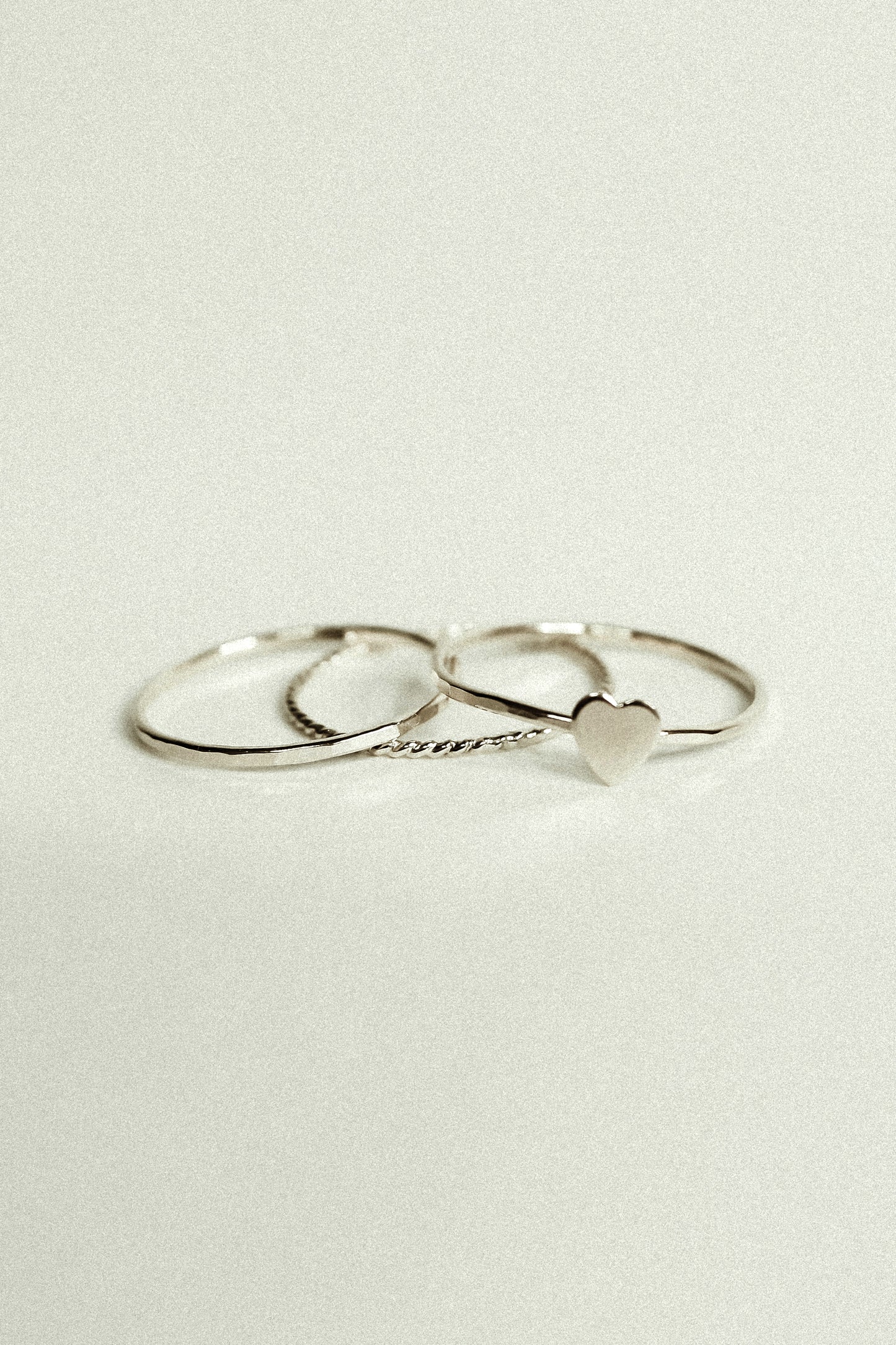 Heart Set of 3 Stacking Rings, Sterling Silver