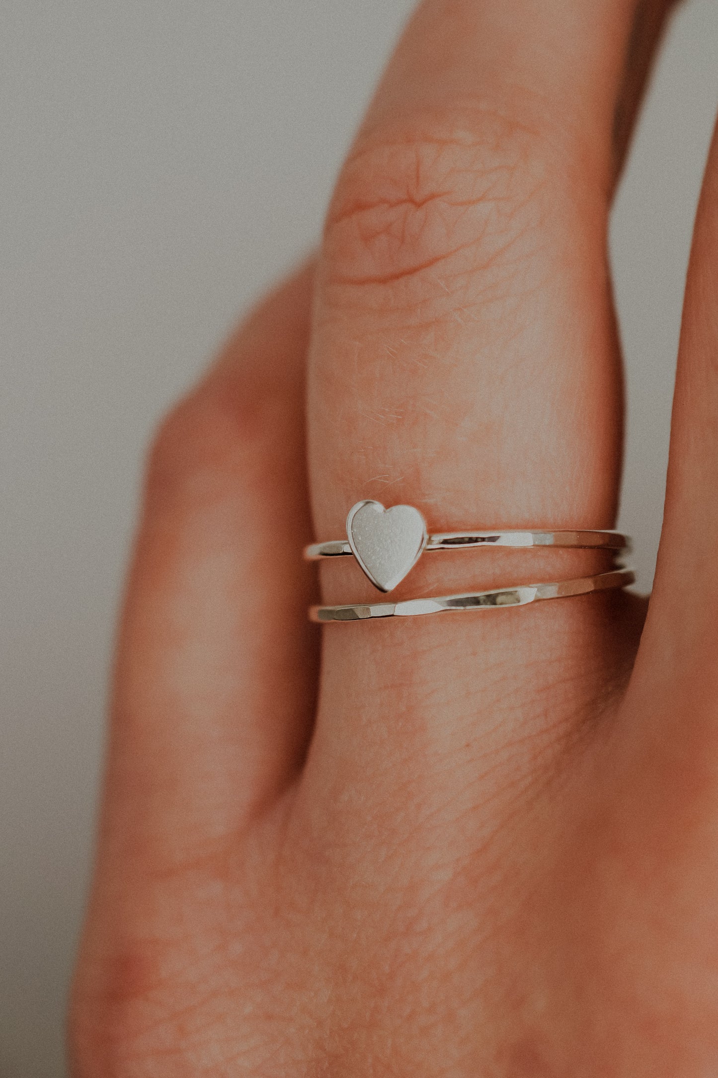 Heart Set of 2 Stacking Rings, Sterling Silver