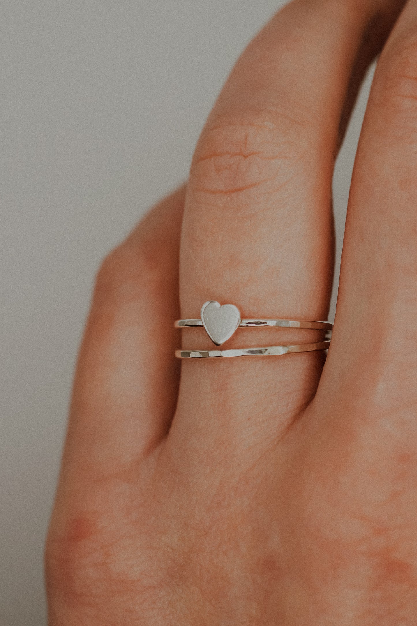Heart Set of 2 Stacking Rings, Sterling Silver