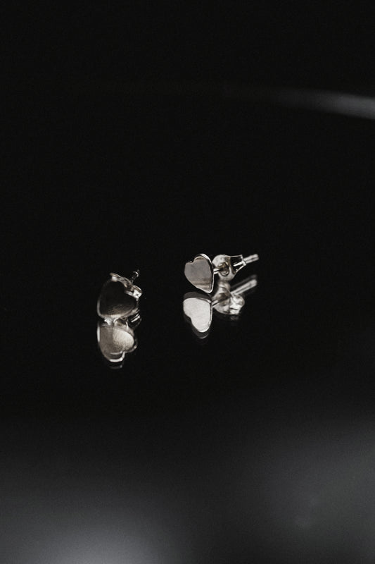 Heart Stud Earrings, Sterling Silver
