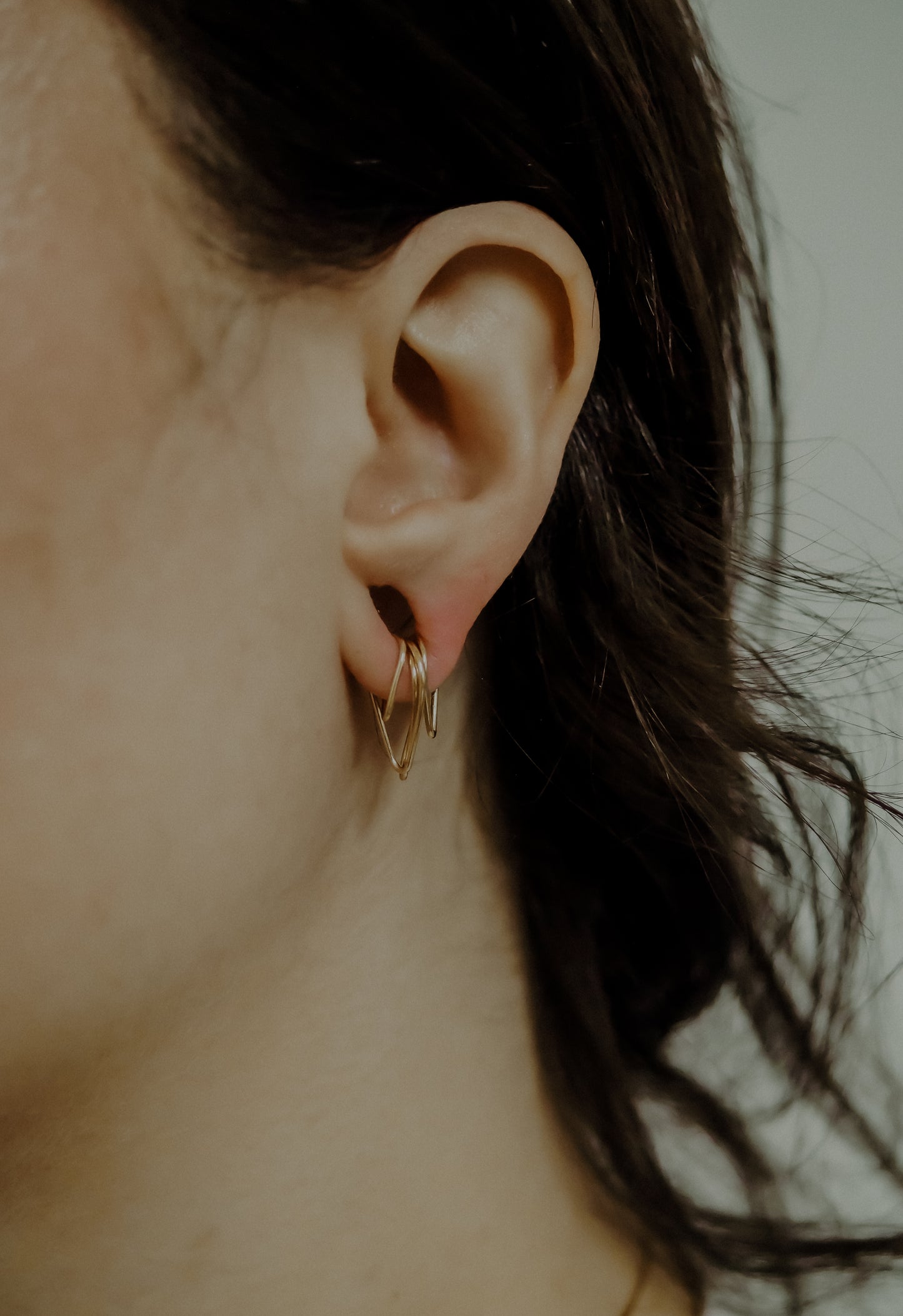 Triangle Huggie Hoop Earring, Solid Gold, Rose Gold or White Gold