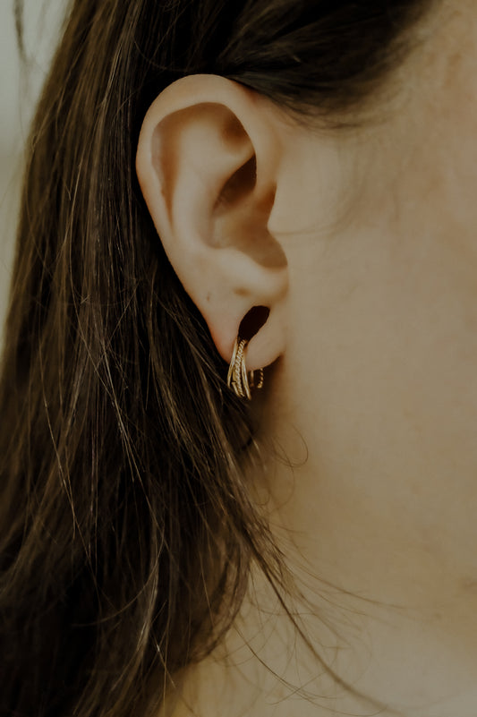 Huggie Hoop Earring in Solid 14K Gold