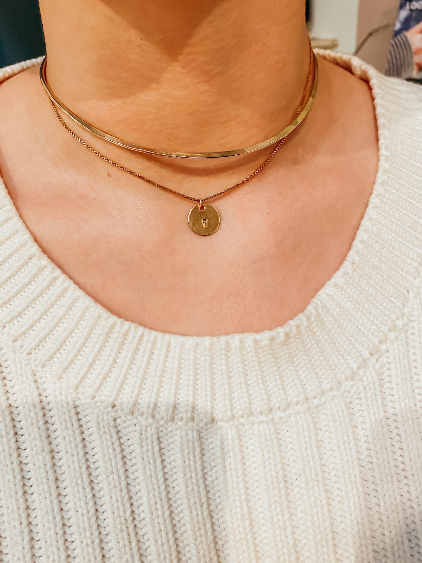 Monogram Circle Charm, Solid 14K Gold