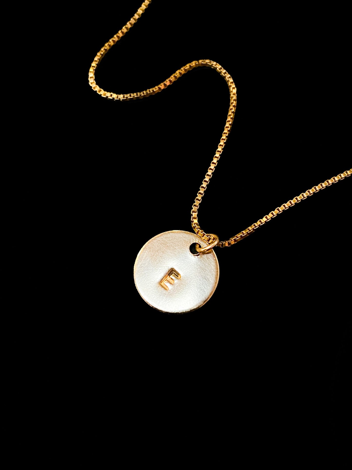 Monogram Disc Pendant Charm, Solid 14K Gold