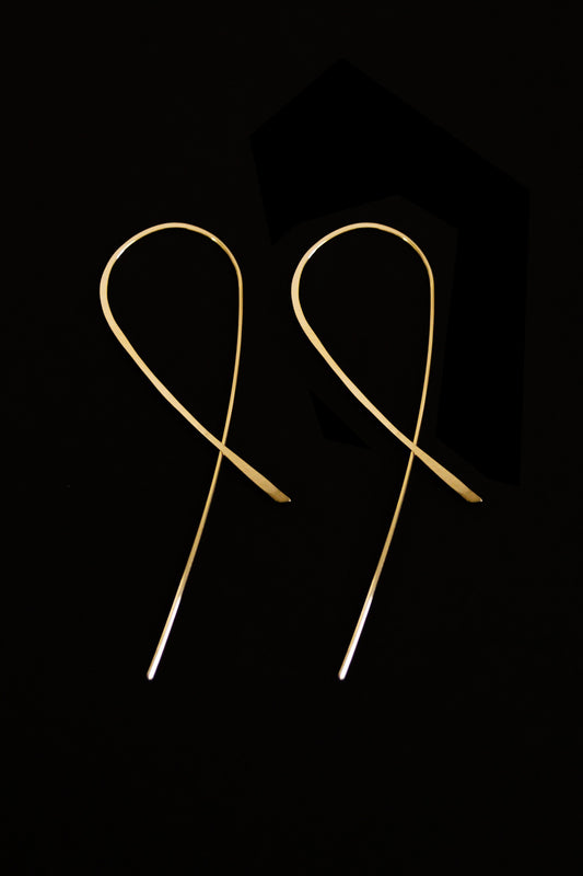 Ribbon Threader Hoop Earrings in Solid 14K Gold, Rose or White Gold