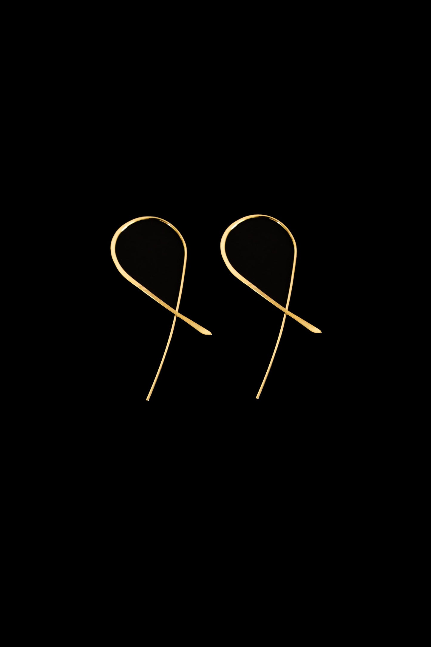 Mini Ribbon Open Hoop Earrings in Solid 14K Gold or Rose Gold