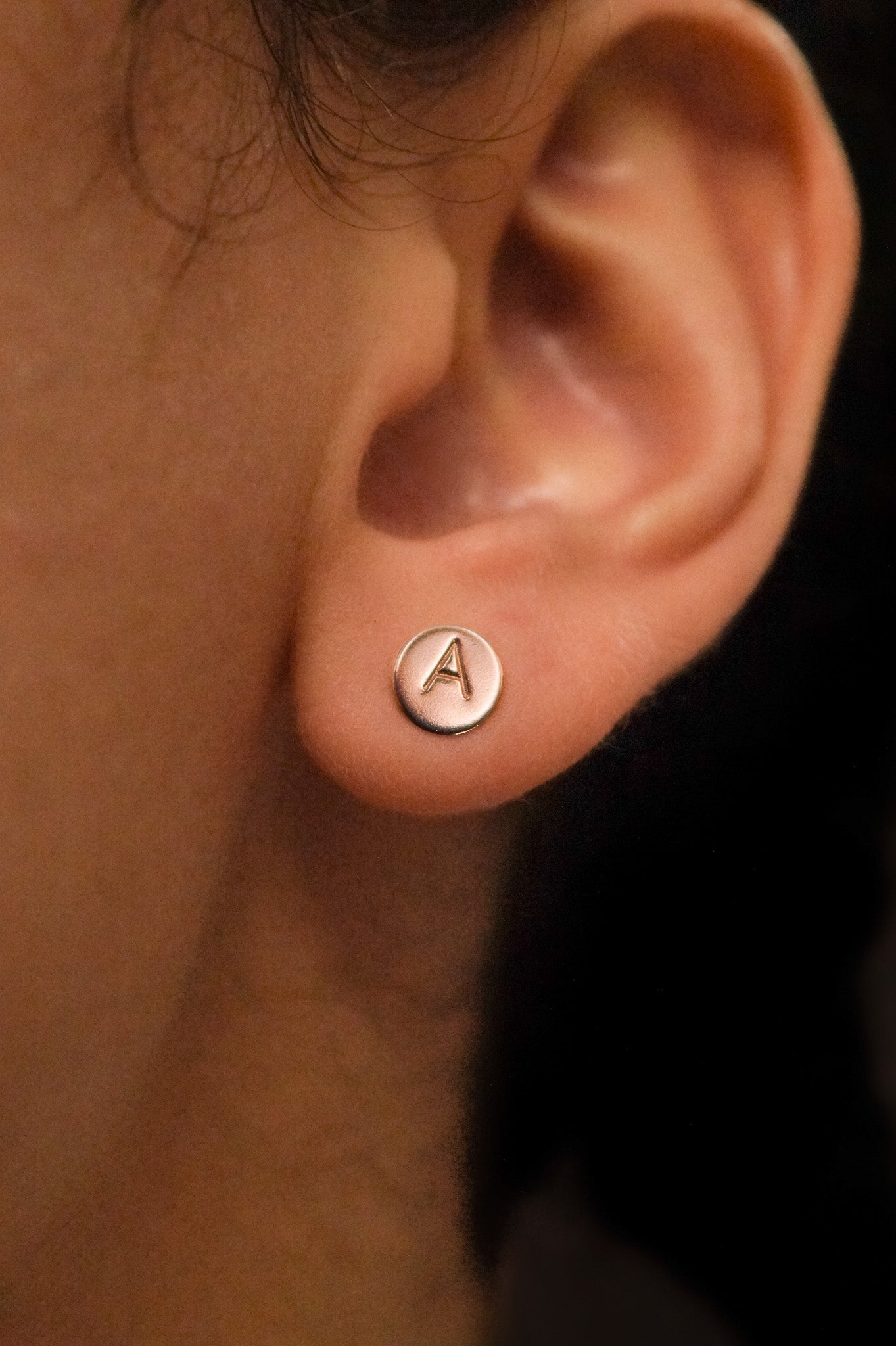 Monogram Dot Stud Earrings in 14K Rose Gold Fill