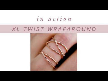 Extra Large Twist Wraparound Ring, 14K Rose Gold Fill