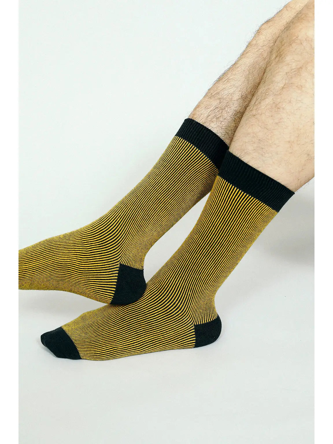 Men's Yellow Striped Crew Socks