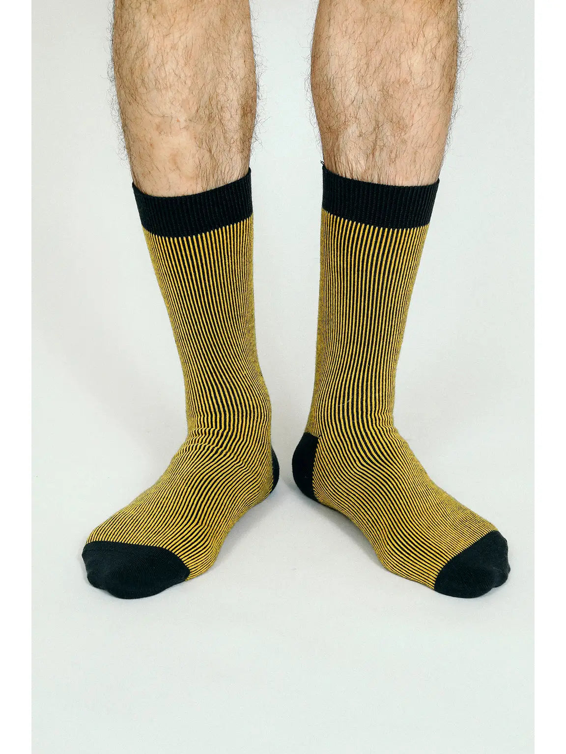 Men's Yellow Striped Crew Socks