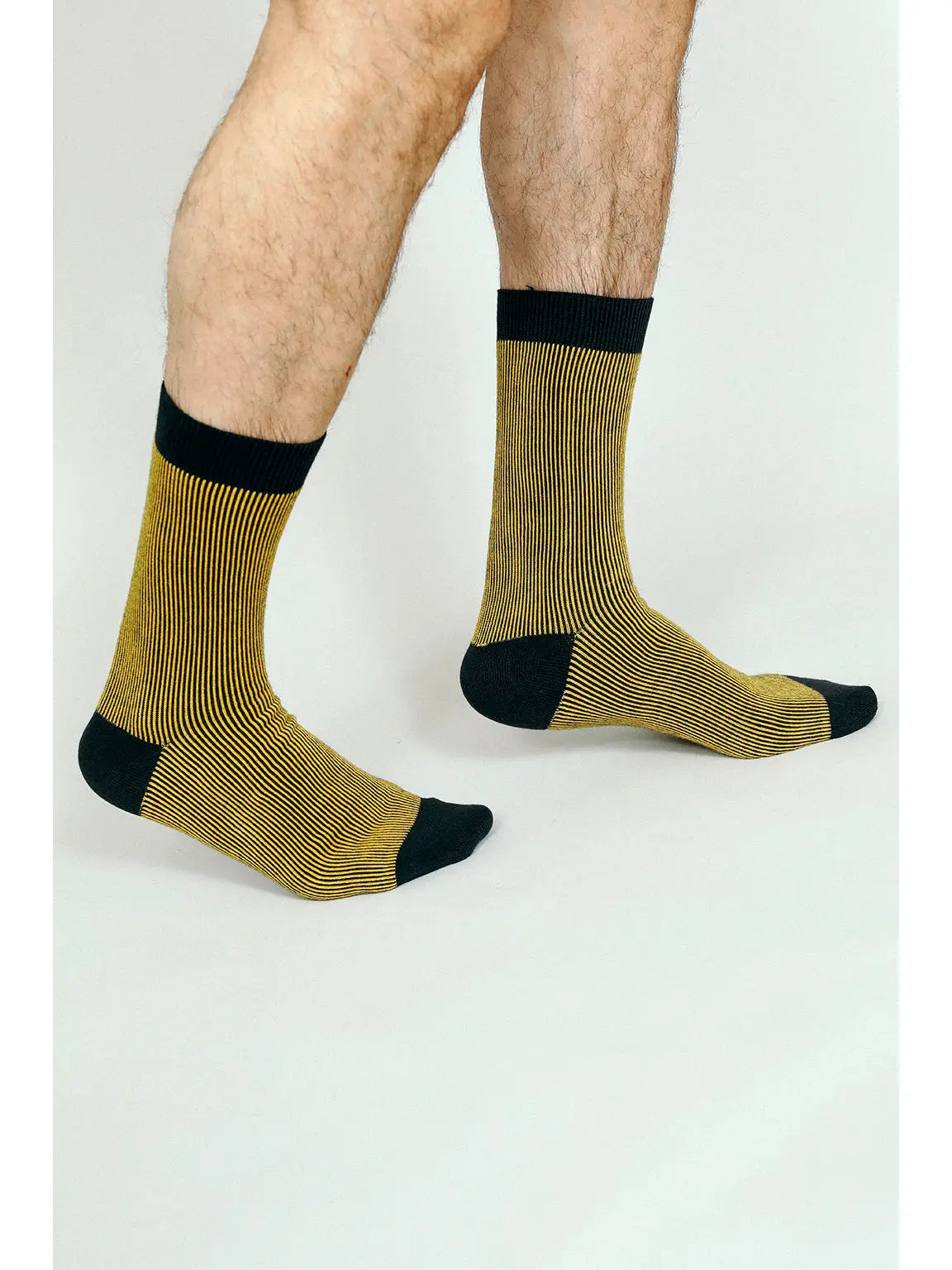Men's Yellow Striped Crew Socks
