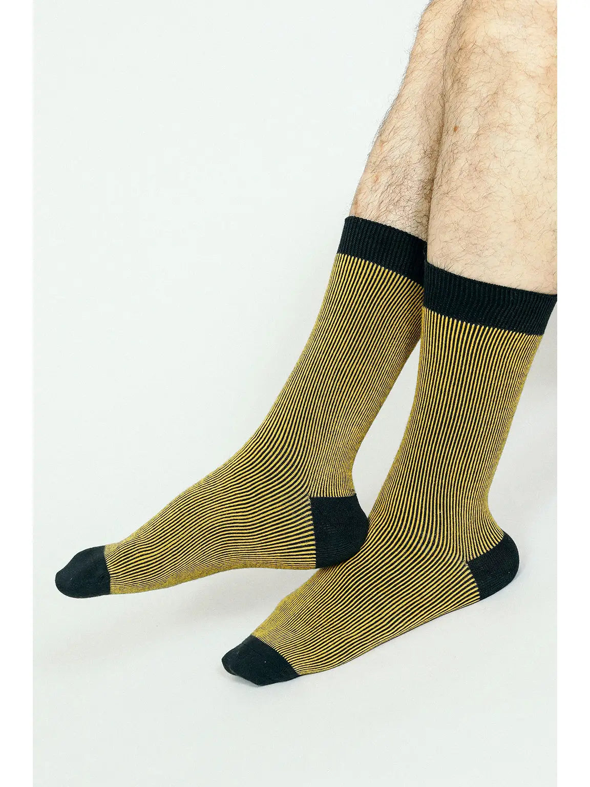 Men's Yellow Striped Crew Socks