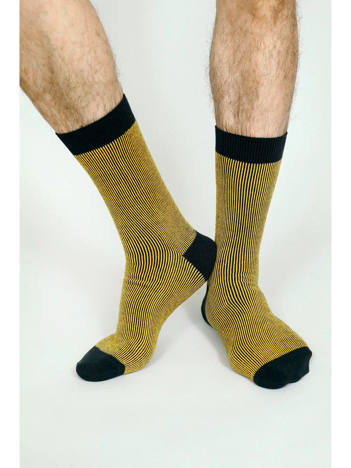 Men's Yellow Striped Crew Socks