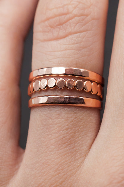 The Everyday Bead Set of 3 Stacking Rings, Gold Fill, Rose Gold Fill or Sterling Silver