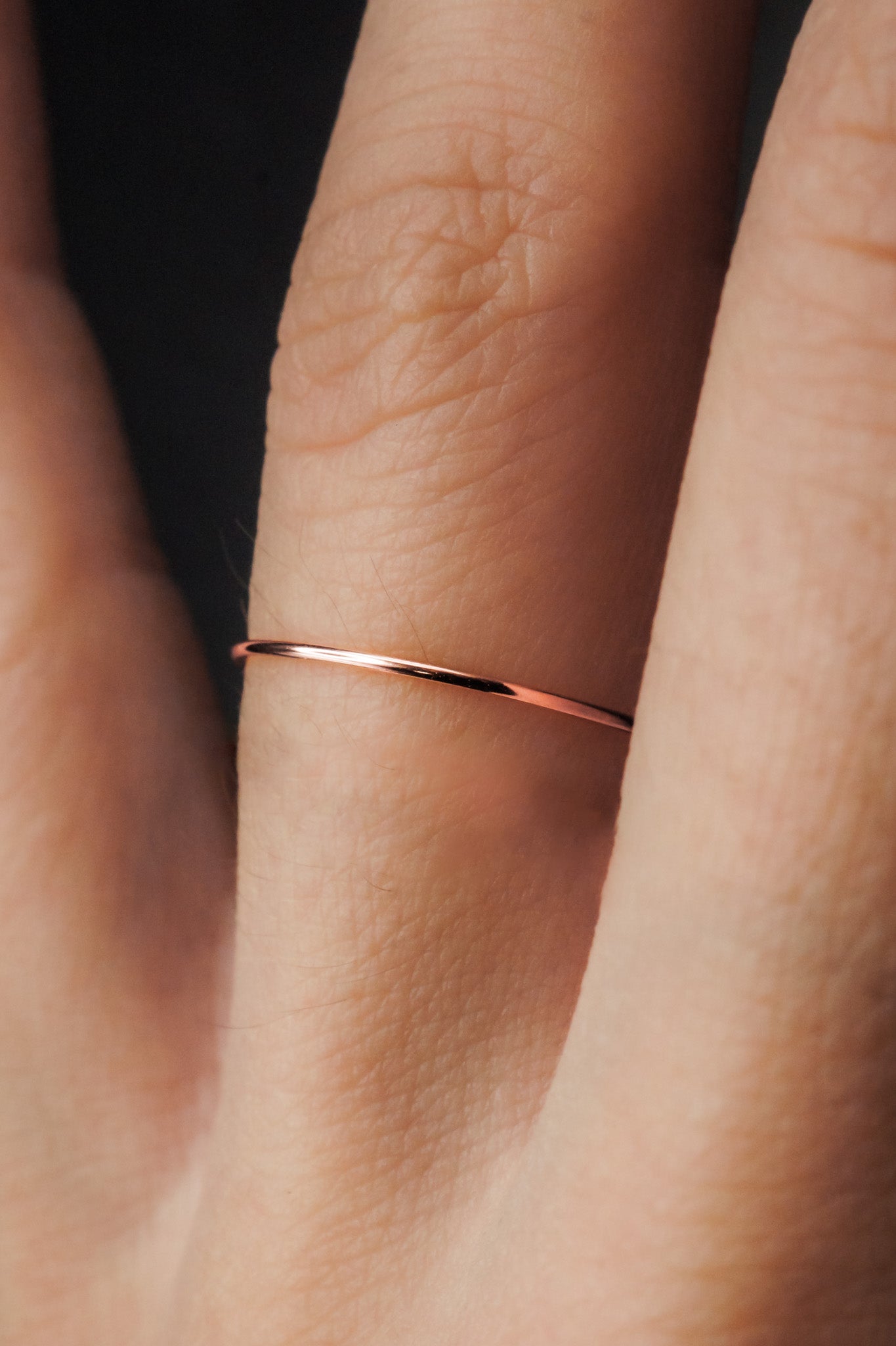 Ultra Thin Ring, Solid 14K Rose Gold