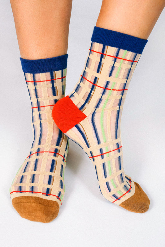 Sheer Grid Ankle Socks by Rosie Barker