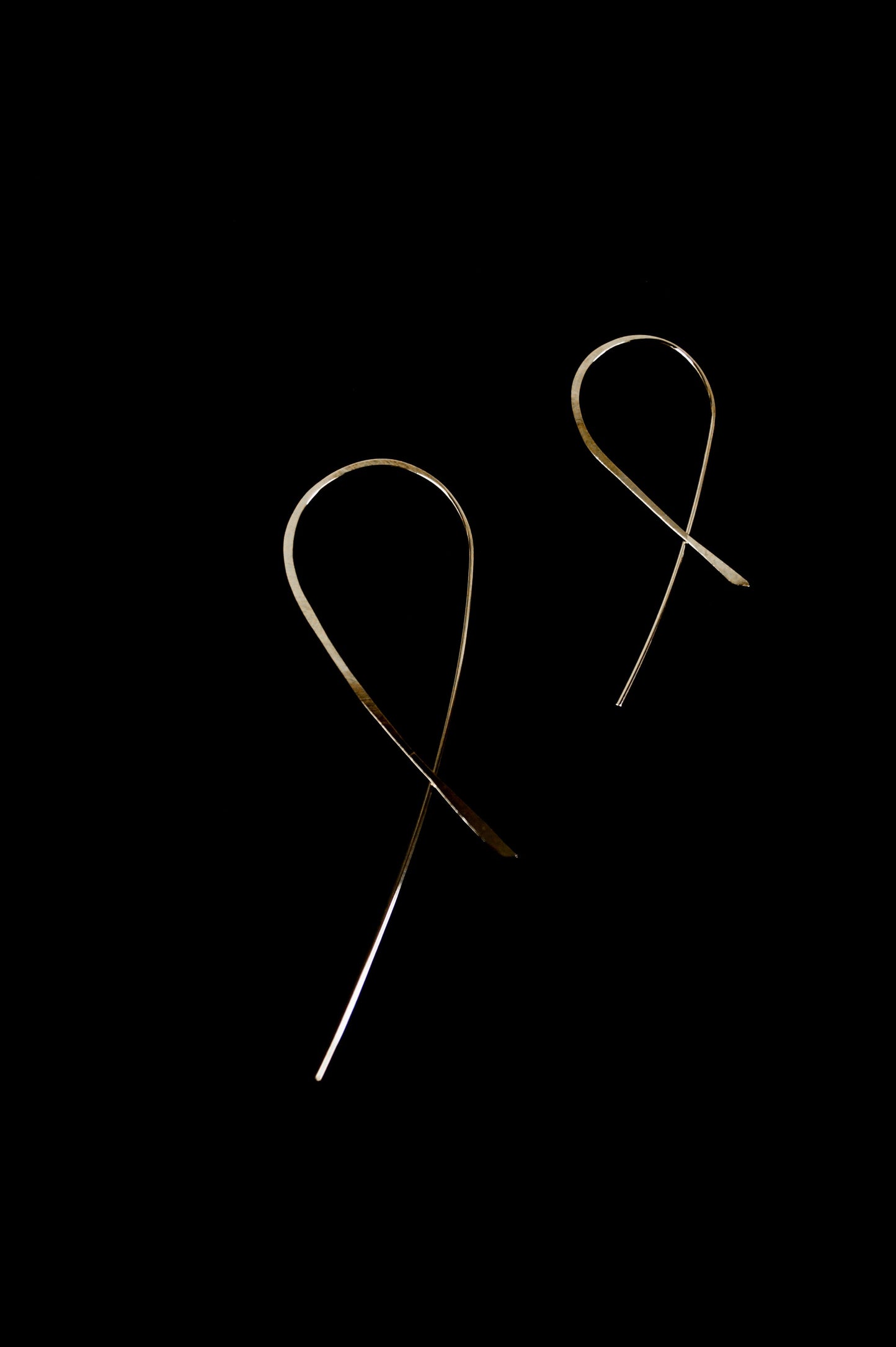 Mini Ribbon Open Hoop Earrings in Solid 14K Gold or Rose Gold