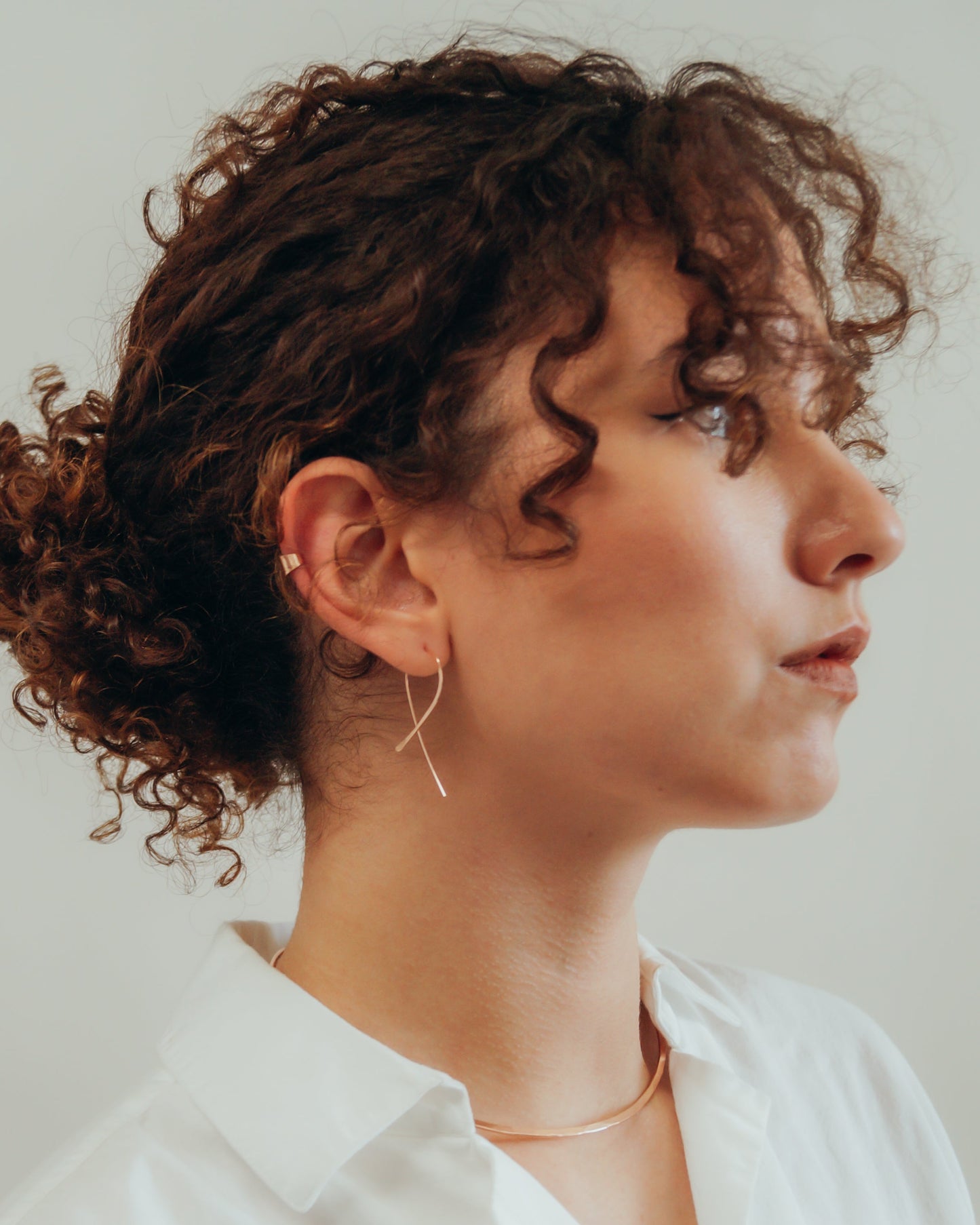 Mini Ribbon Open Hoop Earrings in Solid 14K Gold or Rose Gold