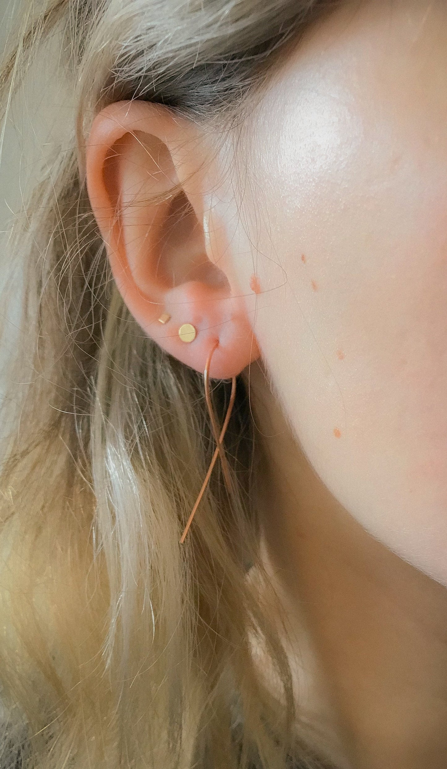 Mini Ribbon Open Hoop Earrings in Solid 14K Gold or Rose Gold