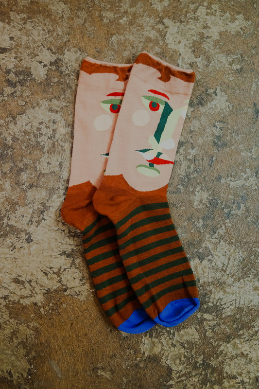 Abstract Face Ankle Socks