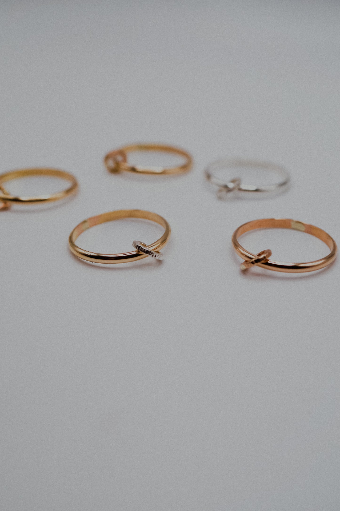 Solitaire Sparkle Link Ring, 14K Rose Gold Fill